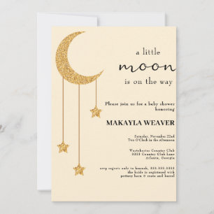 Moon and Stars Matte Pinks Script Baby Shower Invitation