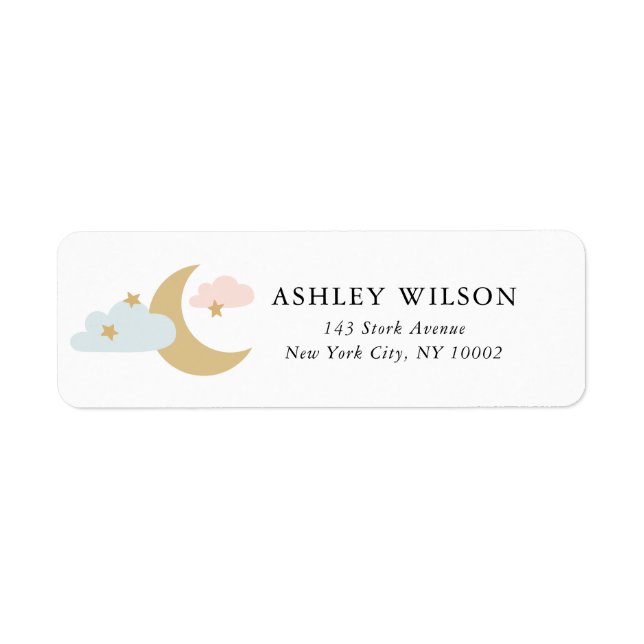 Moon and Stars Modern Minimal Gold Pink Blue (Front)