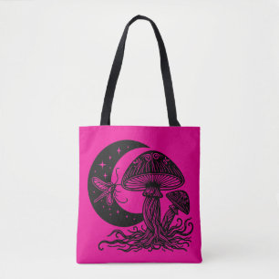 Moon and Stars Mushroom  Tote Bag