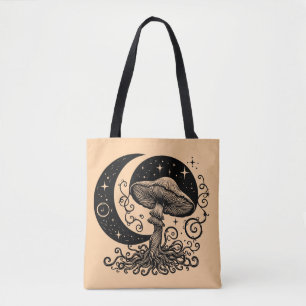 Moon and Stars Mushroom  Tote Bag