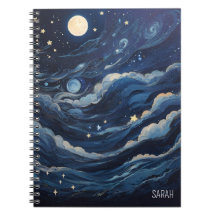 Moon and Stars Night Journal Spiral Photo Notebook