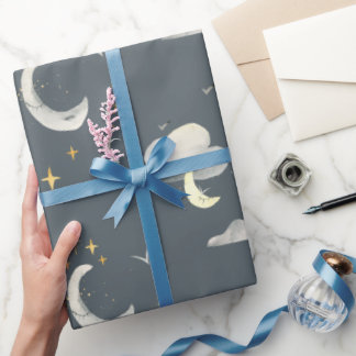 Moon And Stars Night Sky Wrapping Paper