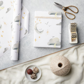 Moon And Stars Night Sky Wrapping Paper