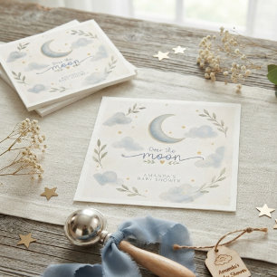Moon and Stars Over the moon Baby Shower Napkin