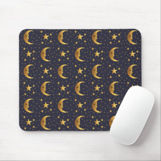 Moon and Stars Pattern Mouse Pad