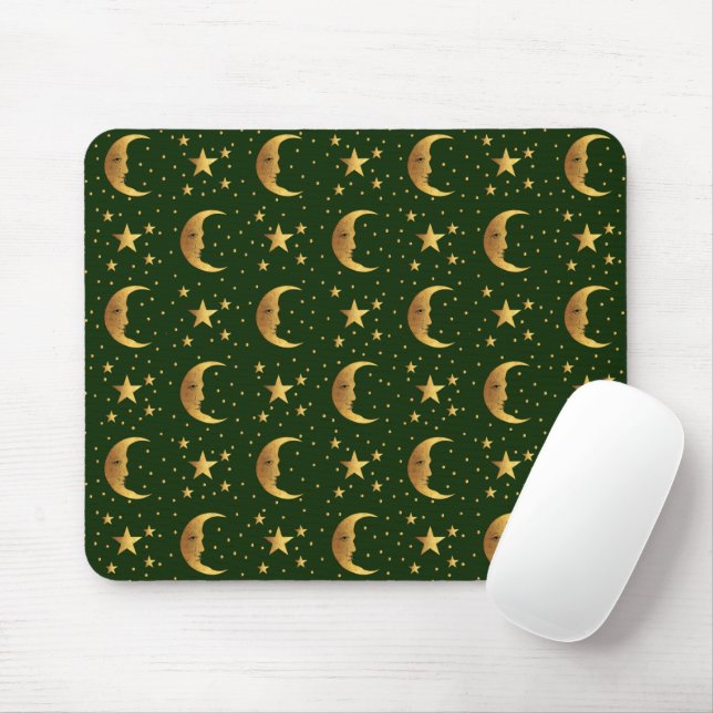 Moon and Stars Pattern Mouse Pad (With Mouse)