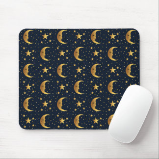 Moon and Stars Pattern Mouse Pad
