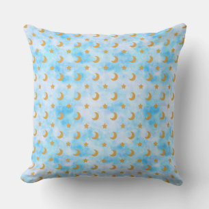 Moon and Stars Pattern Throw Pillow