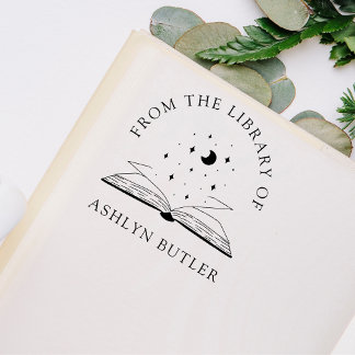 Moon and Stars Personal Library Book Stamp