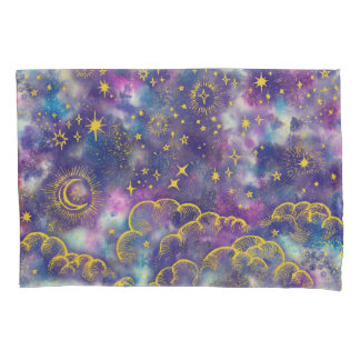 "Moon and Stars" Pillow Case (Gold-Etc)