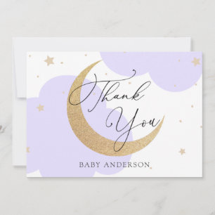 Moon and Stars Purple Baby Shower Thank You