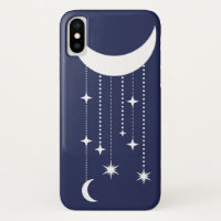 Moon and stars purple night sky beads
