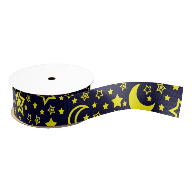 Moon and Stars Ribbon Grosgrain Ribbon (Spool)