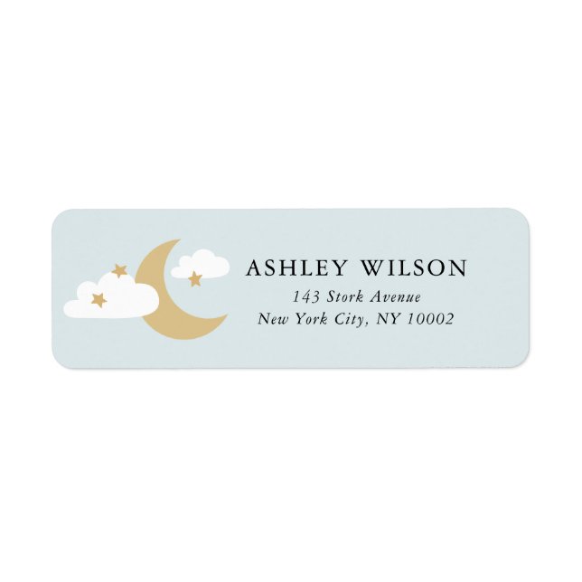 Moon and Stars Script Modern Minimal Gold and Blue (Front)