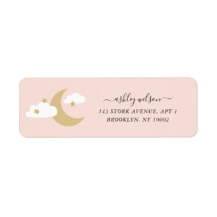 Moon and Stars Script Modern Script Gold and Pink