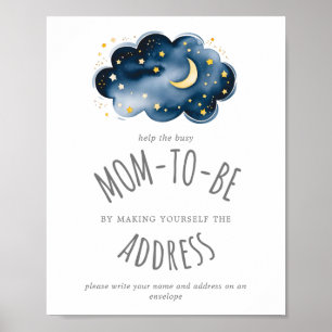 Moon and Stars Shower Address an Envelope Sign