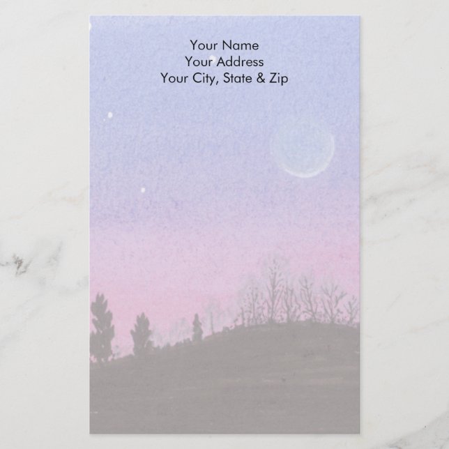 Moon and Stars Stationery (Front)