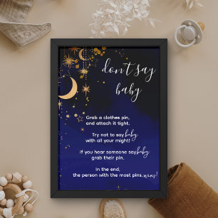 Moon and stars theme shhhh don't say baby poster