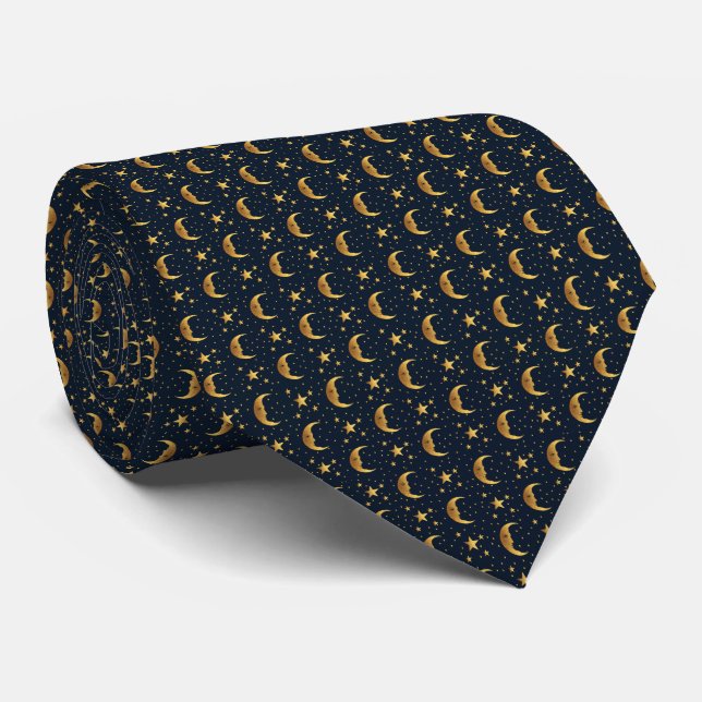 Moon and Stars Tie (Rolled)