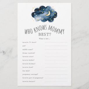 Moon and Stars Who Knows Mommy Best Trivia Game  Flyer