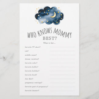Moon and Stars Who Knows Mommy Best Trivia Game  Flyer