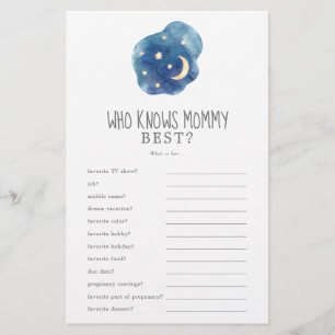 Moon and Stars Who Knows Mommy Best Trivia Game Flyer