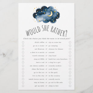 Moon and Stars Would She Rather Trivia Game  Flyer