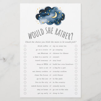 Moon and Stars Would She Rather Trivia Game  Flyer