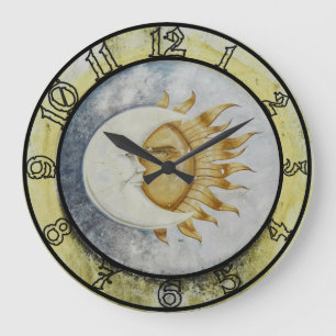 Moon and Sun Celestial Astronomy  Large Clock
