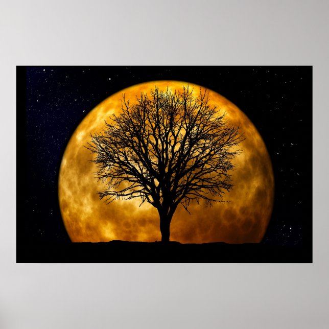 Moon and Tree Poster-Customizable Poster (Front)