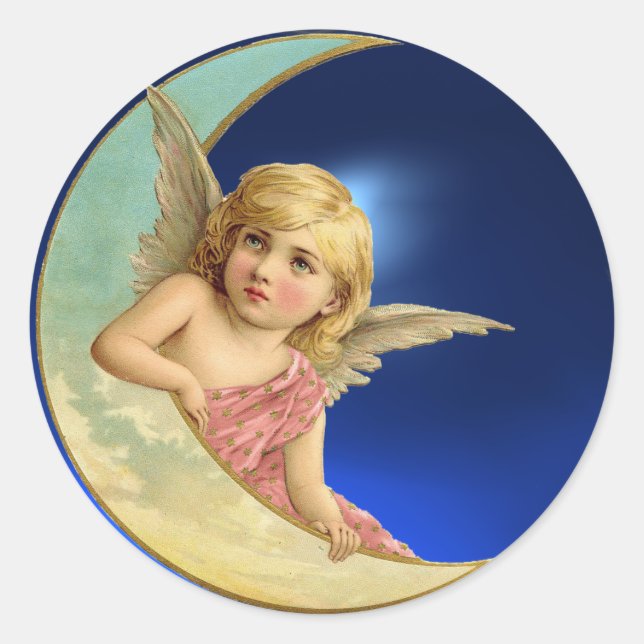 MOON ANGEL CLASSIC ROUND STICKER (Front)