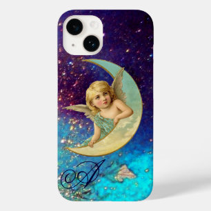 MOON ANGEL IN BLUE GOLD SPARKLES Monogram Case-Mate iPhone 14 Case