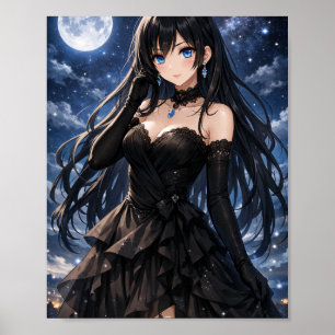 Moon anime queen in black dress poster