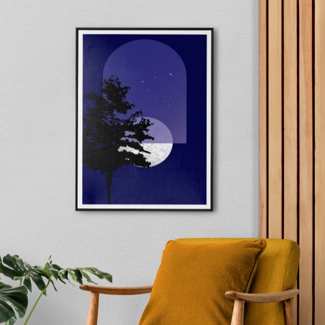 Moon Art Bohemian Style, Stretched Large Finished Canvas Print (Creator Uploaded)