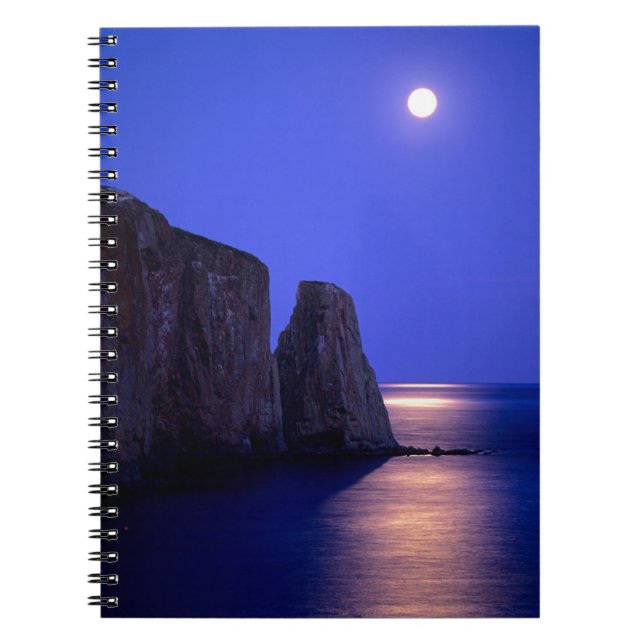 Moon At Dusk | Perce Rock Gaspe Coast Quebec Notebook (Front)