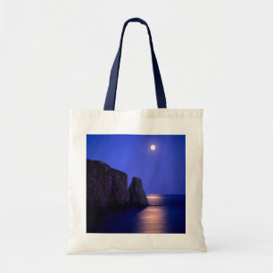 Moon At Dusk   Perce Rock Gaspe Coast Quebec Tote Bag