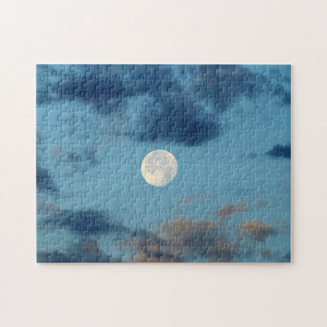 Moon at Sunset Clouds Sky Puzzle (Horizontal)