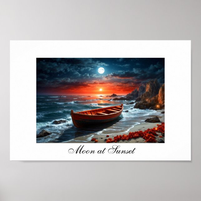 Moon at Sunset Poster (Front)