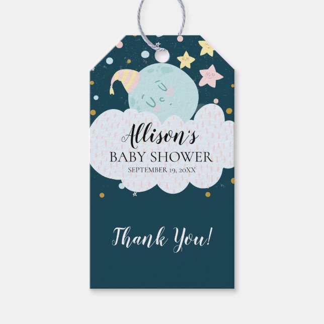 Moon Baby Shower Favour Gift Tag (Front)