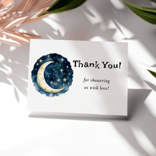 Moon Baby Shower Stars Space Thanks Thank You Card