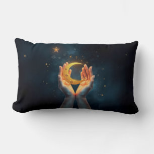 Moon Between Hands Lumbar Pillow