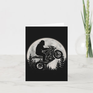 Moon Bigfoot Riding A Motorcycle Bike Funny Card