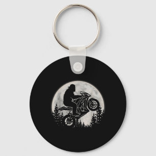 Moon Bigfoot Riding A Motorcycle Bike Funny Keychain