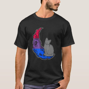 Moon Bisexual Flag Cat LGBTQ Safe Space Gay Pride  T-Shirt