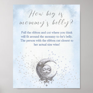 Moon Boy Baby Shower How Big Is Mommy's Belly Poster