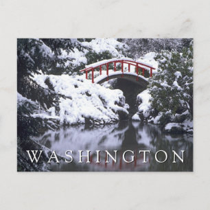Moon Bridge & Pond in Winter Happy Birthday Postcard