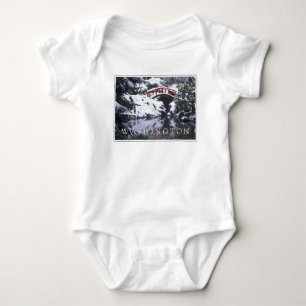 Moon Bridge & Pond in Winter   Seattle, Washington Baby Bodysuit