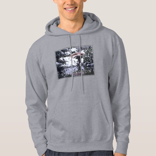 Moon Bridge & Pond in Winter | Seattle, Washington Hoodie (Front)