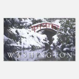 Moon Bridge & Pond in Winter Seattle, Washington Sticker
