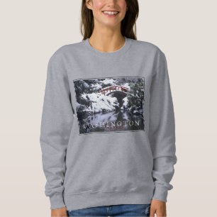Moon Bridge & Pond in Winter Seattle, Washington Sweatshirt